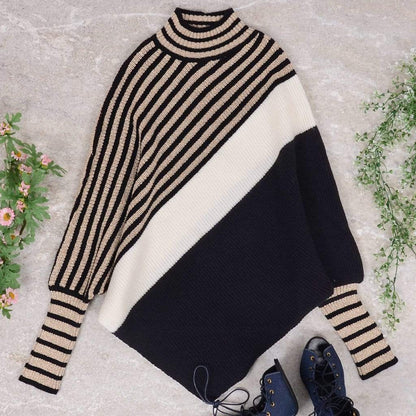 Asymmetrical Hem Bishop Sleeve Sweater