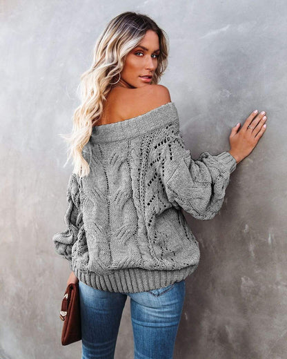 Off Shoulder Cable Knit Sweater
