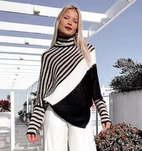 Asymmetrical Hem Bishop Sleeve Sweater