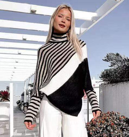 Asymmetrical Hem Bishop Sleeve Sweater