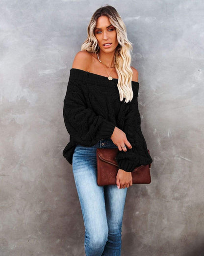 Off Shoulder Cable Knit Sweater