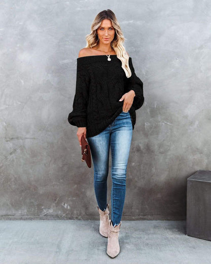 Off Shoulder Cable Knit Sweater