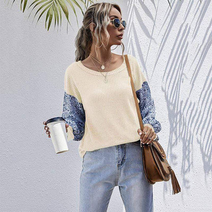 Two Tone Floral Print Sweater