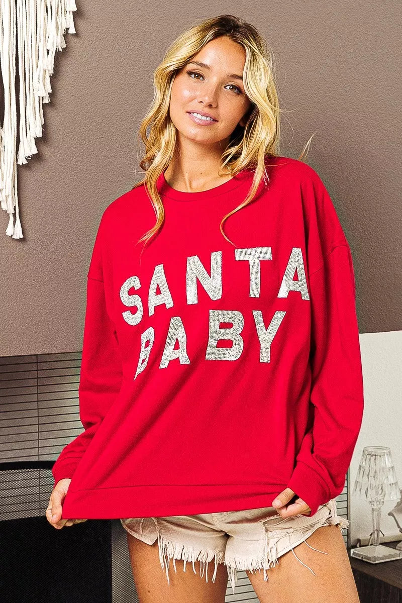 BiBi Santa Baby Lettering Christmas Sweatshirt