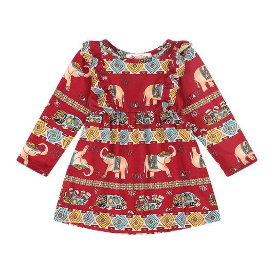 Baby Girls Volant Ruffle Print Dress