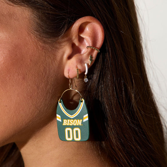 Bison Green North Dakota State University Football Jersey Earrings