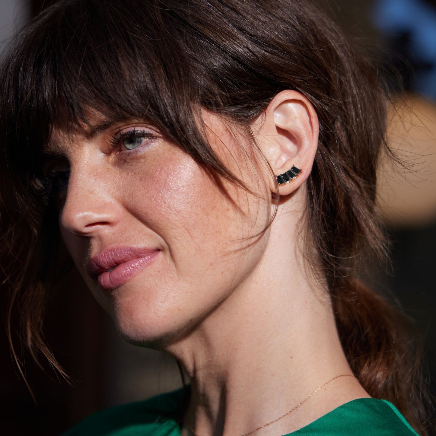 Black Crystal Baguette Ear Climber