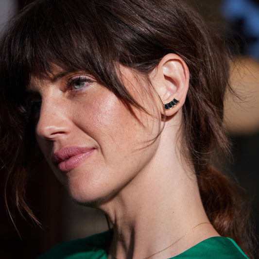 Black Crystal Baguette Ear Climber