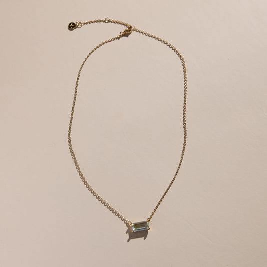 Blue Baguette Stone Necklace
