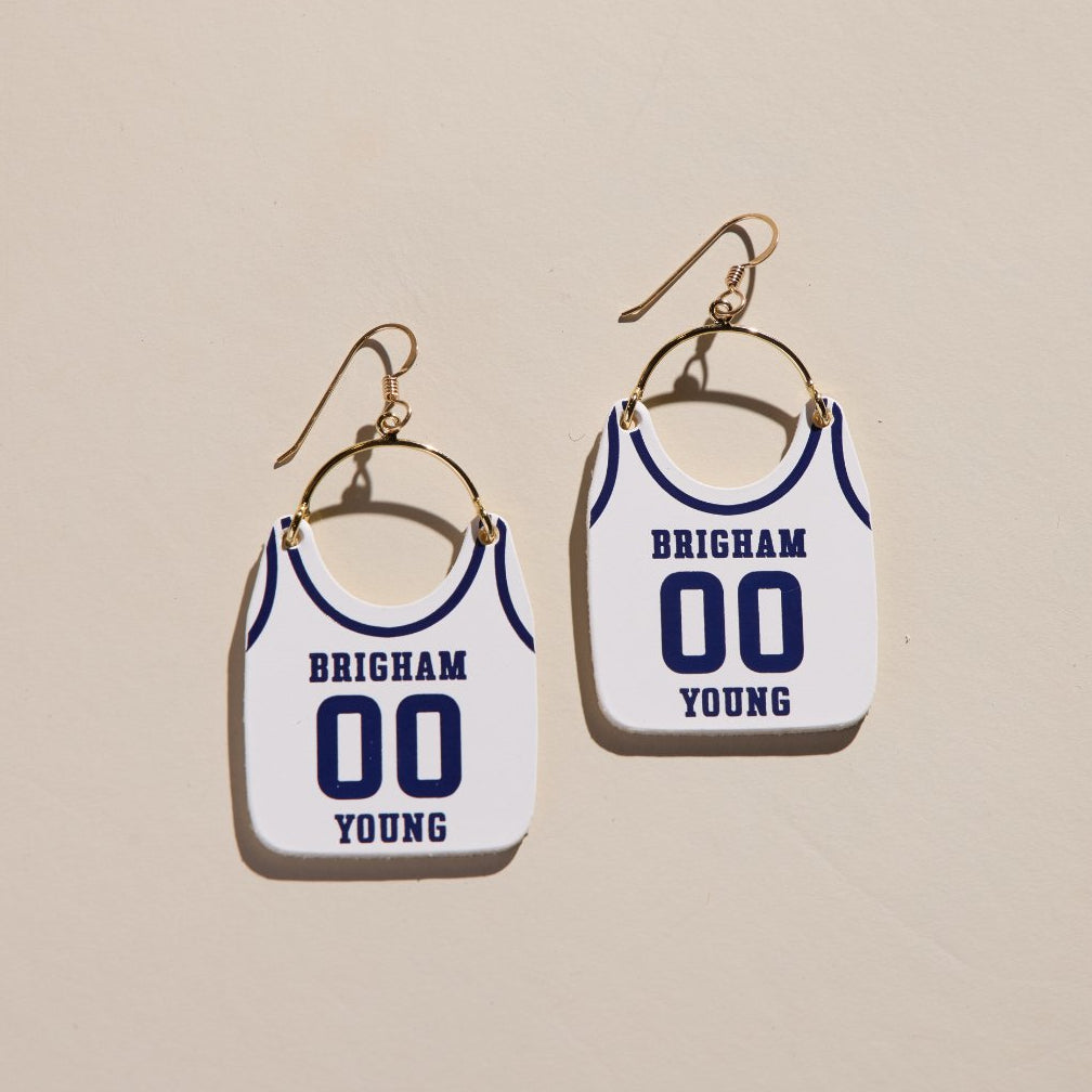 Brigham Young University White Cosmo Jersey Earrings