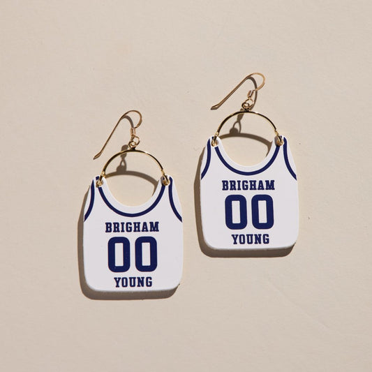 Brigham Young University White Cosmo Jersey Earrings