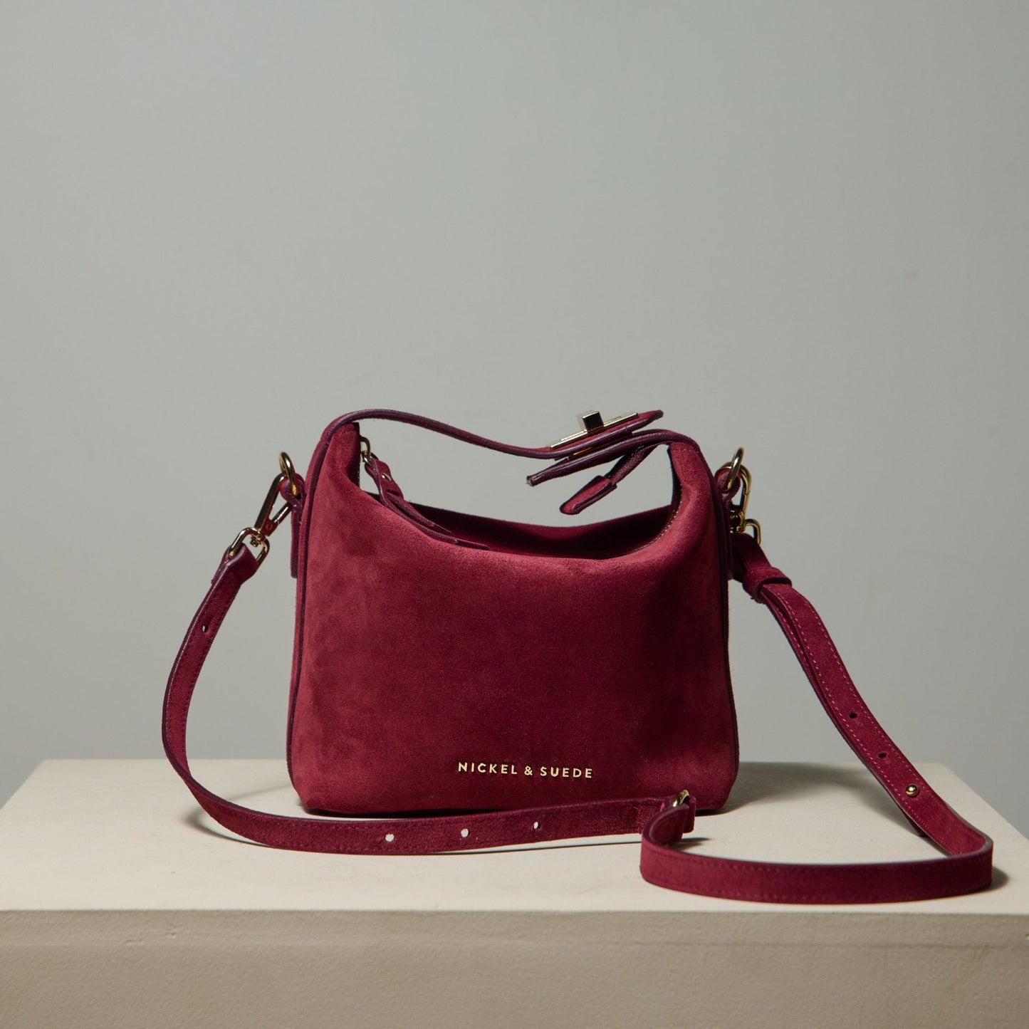 Brigitte Suede Mini Bag in Sangria