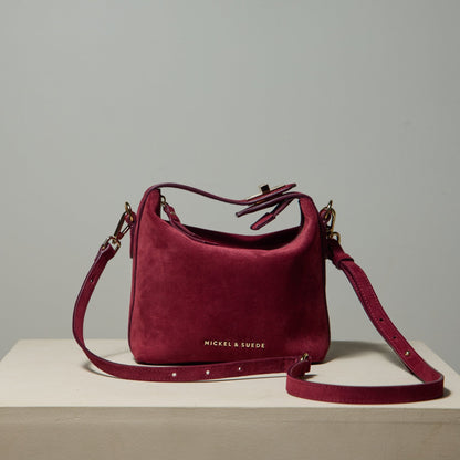 Brigitte Suede Mini Bag in Sangria