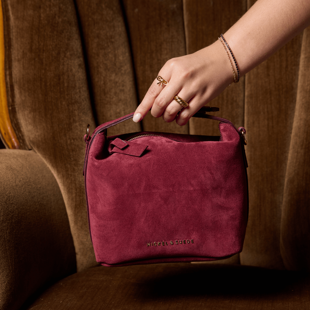 Brigitte Suede Mini Bag in Sangria
