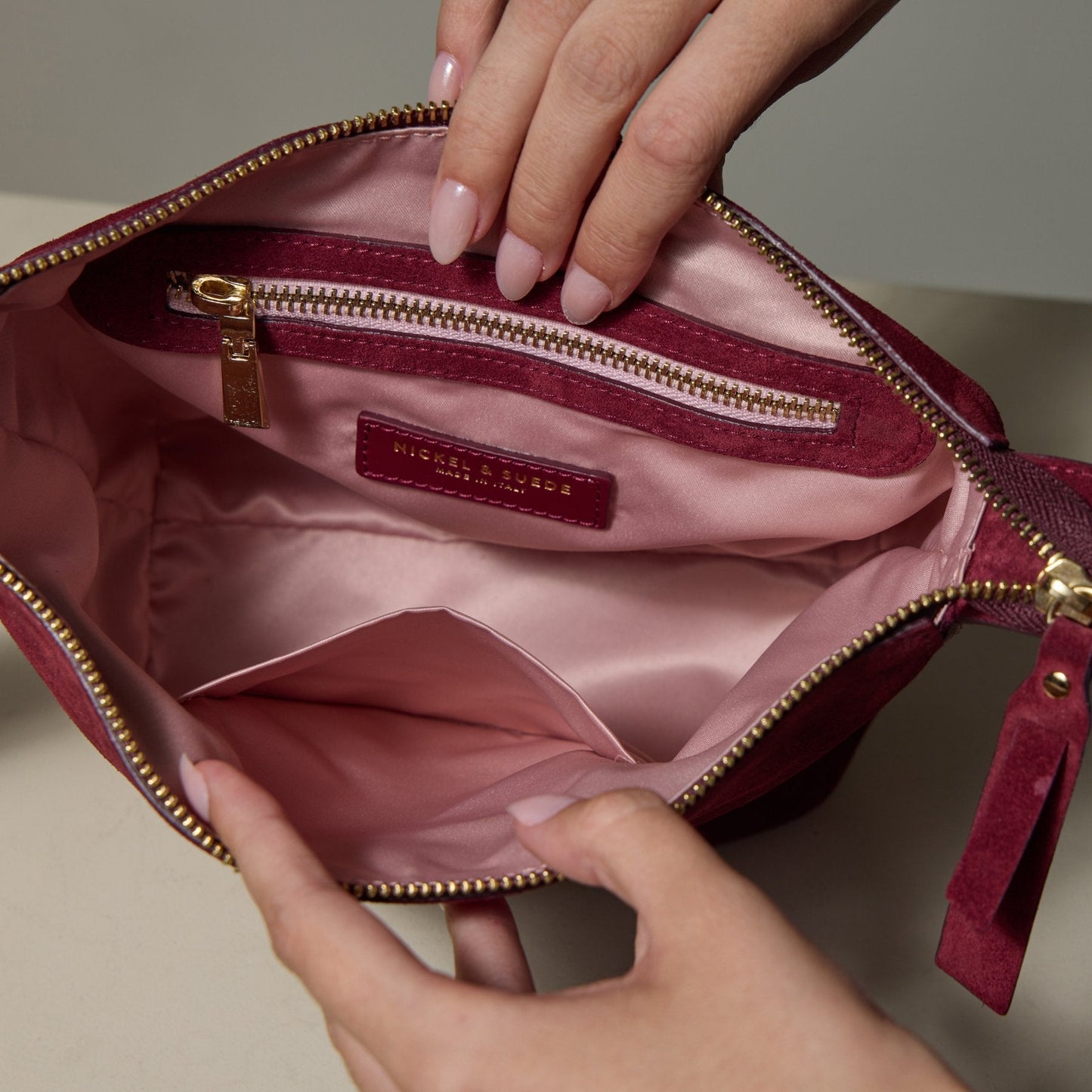 Brigitte Suede Mini Bag in Sangria