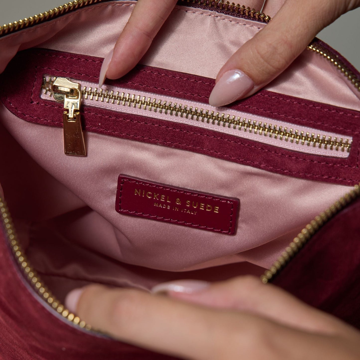 Brigitte Suede Mini Bag in Sangria