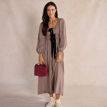 Brigitte Suede Mini Bag in Sangria