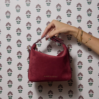 Brigitte Suede Mini Bag in Sangria