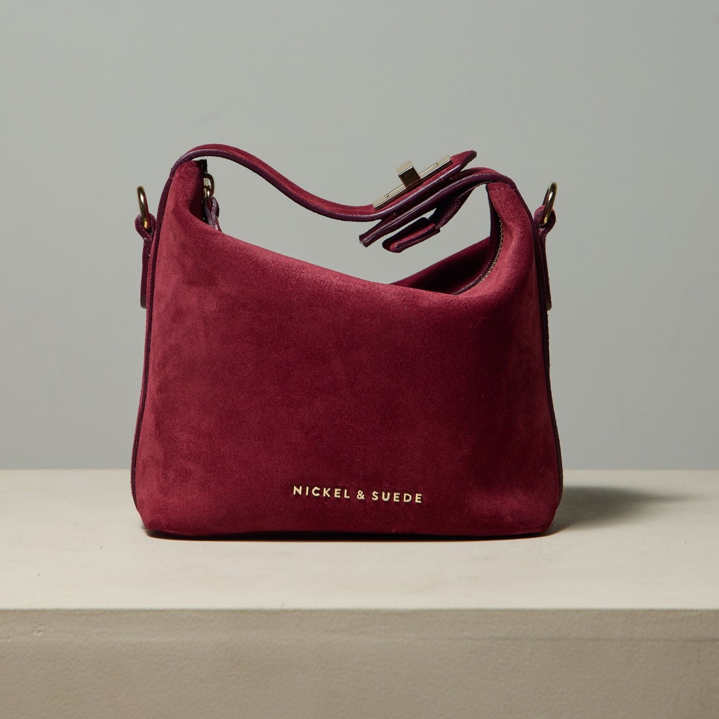 Brigitte Suede Mini Bag in Sangria