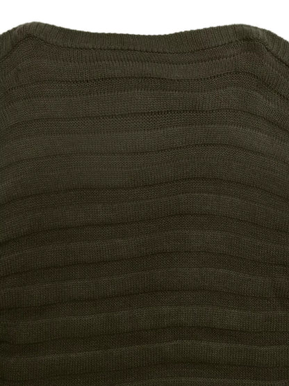 Boat Neck Ribbed Long Sleeve Sweater