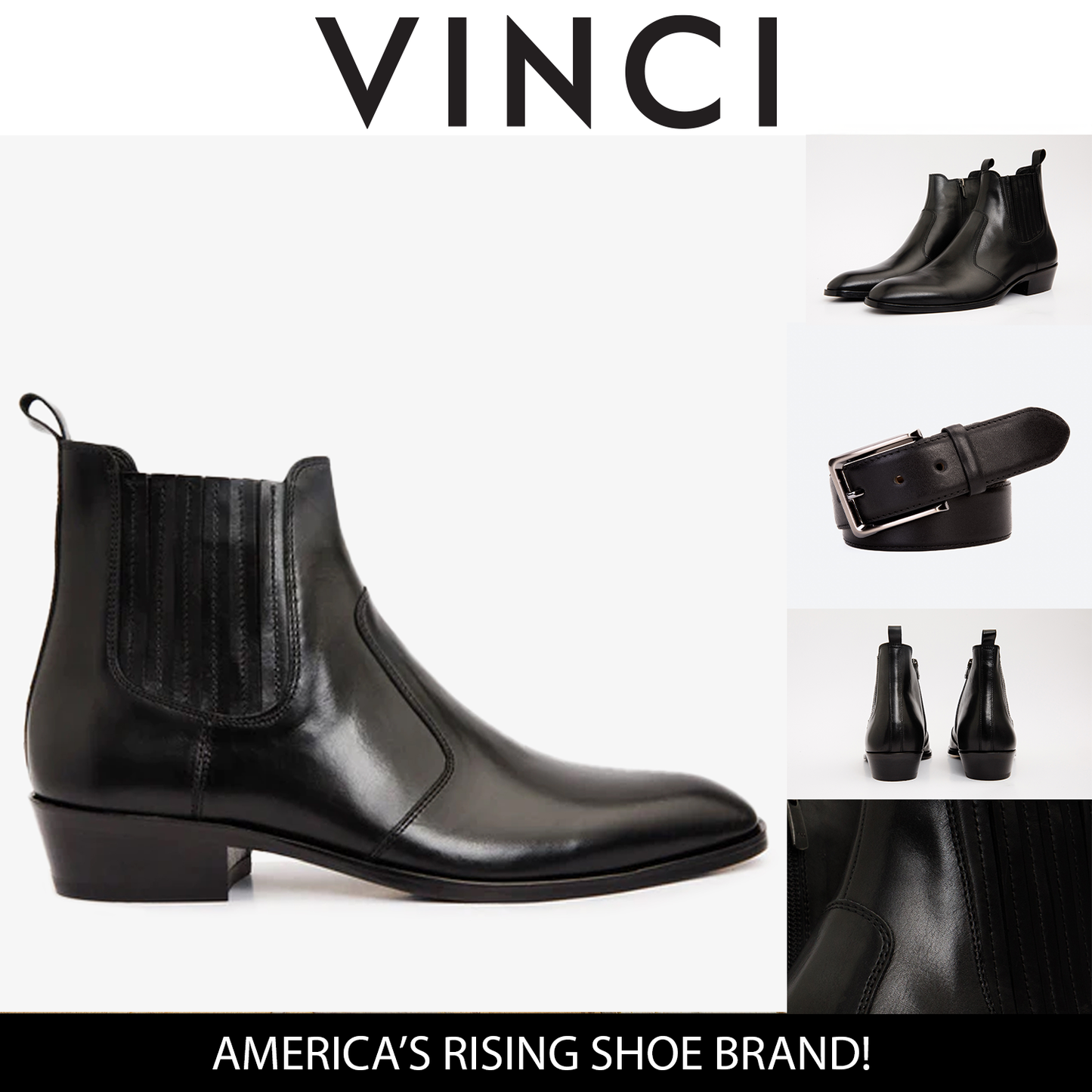 The Sorhag Black Leather Dress Men Boot