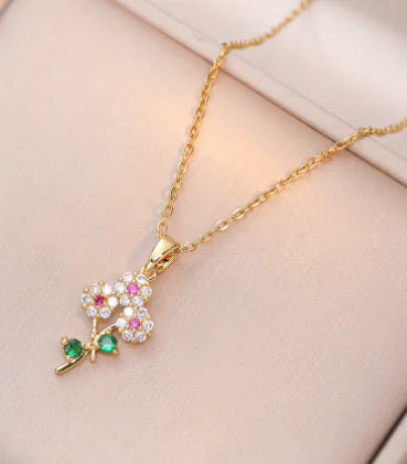 Zircon Flower Necklace for Women (Single Piece)