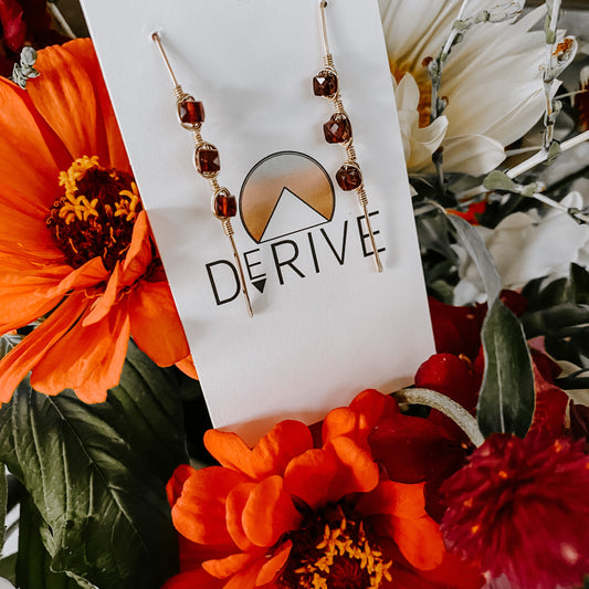 Ember Glow Garnet Threader Earrings