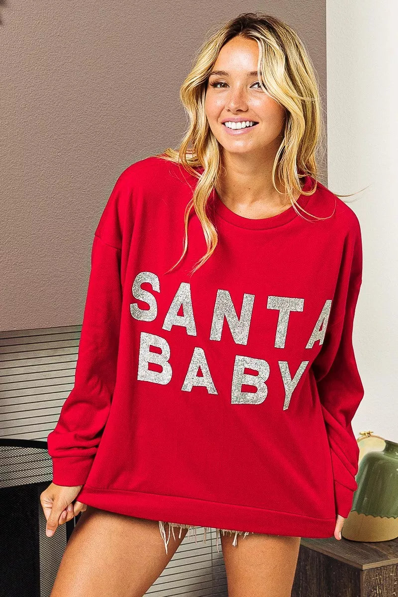 BiBi Santa Baby Lettering Christmas Sweatshirt