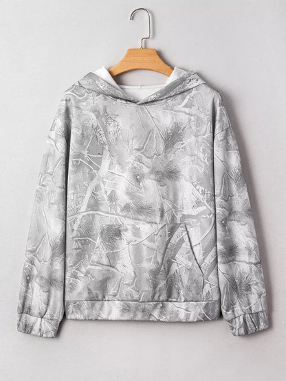 Camouflage Woodland Print Oversized Sporty Hoodie
