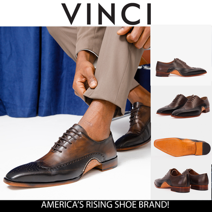 The Royal Hand Craft Black & Brown Wingtip Oxford Men Shoe