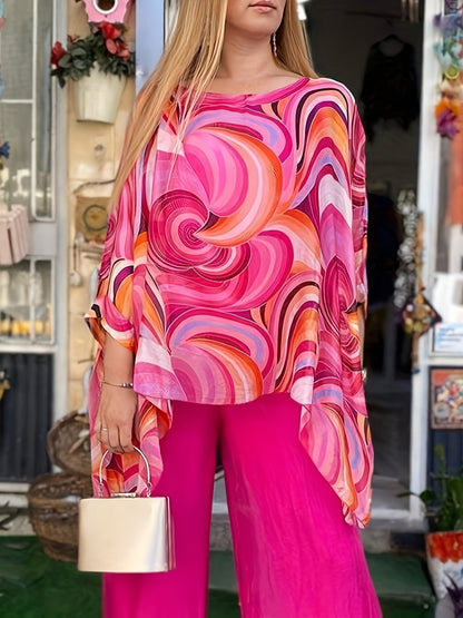 Floral Chiffon Breezy Style Chic Pants Set