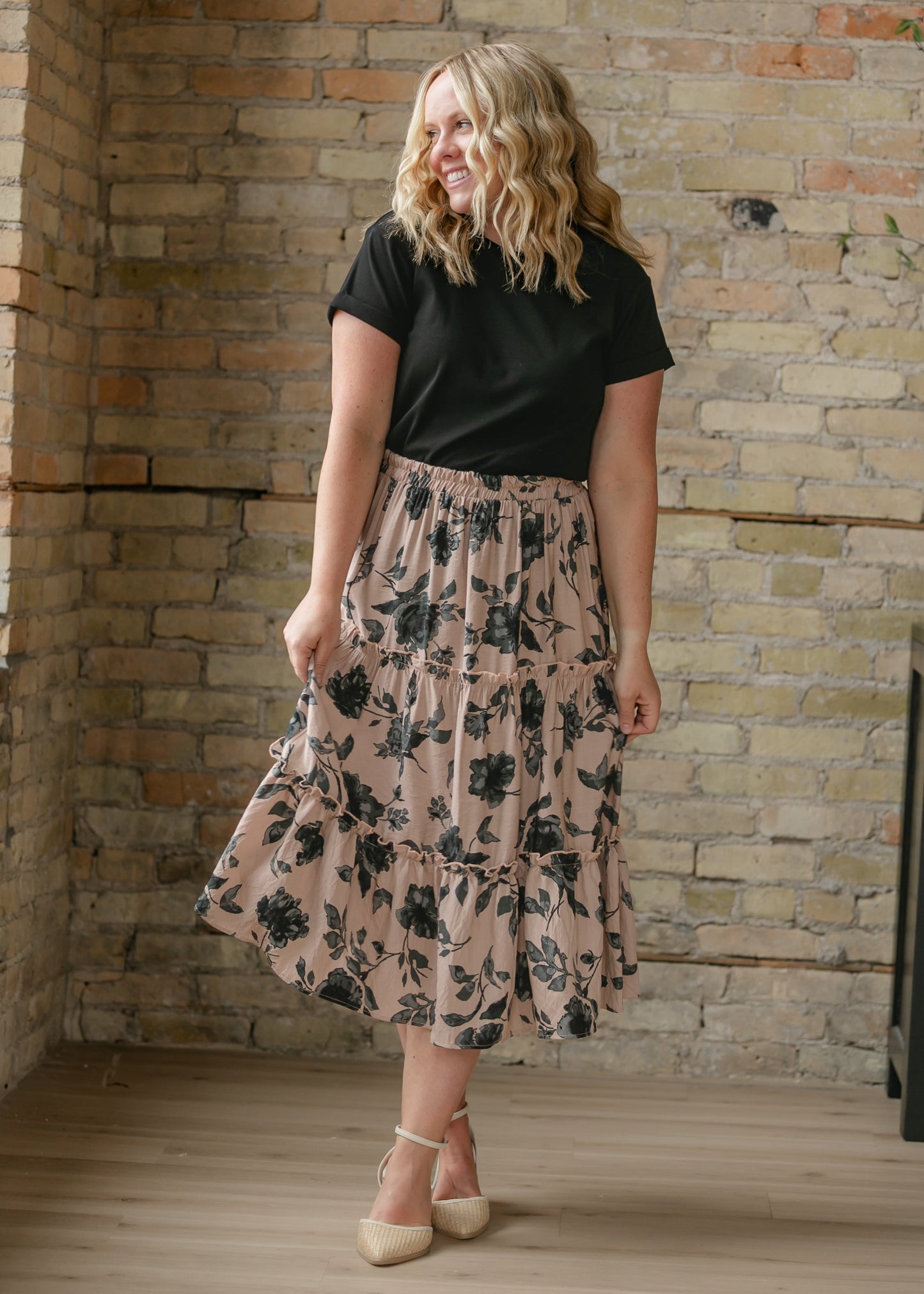 Giana Ruffle Tiered Midi Skirt