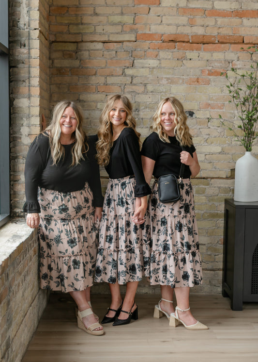 Giana Ruffle Tiered Midi Skirt