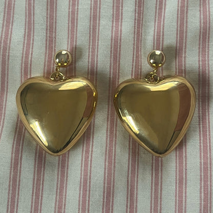 Gold Bubble Heart Statement Earring