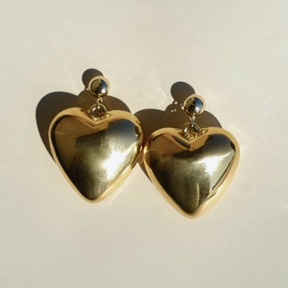 Gold Bubble Heart Statement Earring