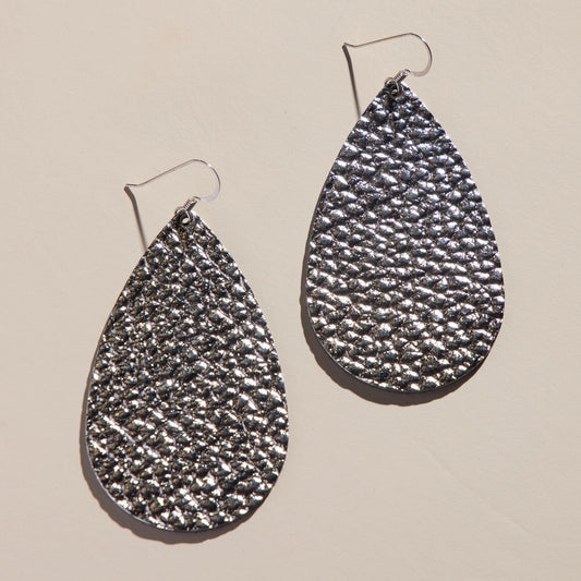 Hammered Silver Teardrops