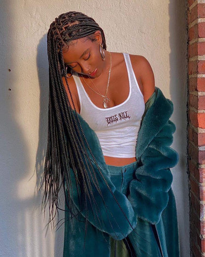 Shade Knotless Braid Wig, Swiss Full Lace, Color 1B, Glueless - Solange