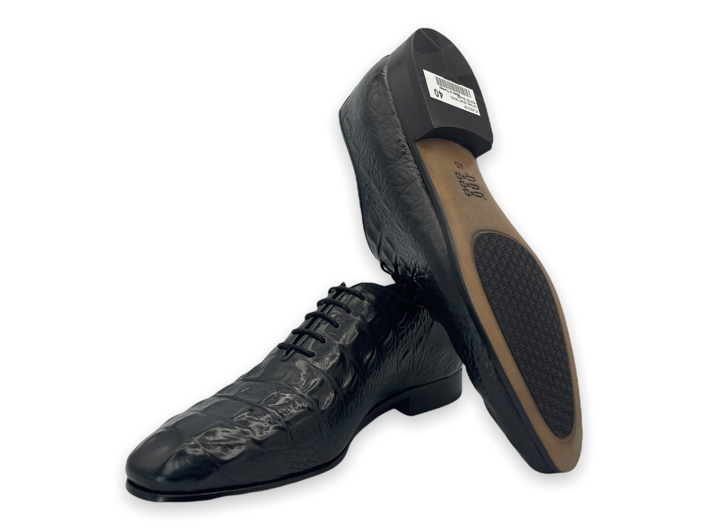 The Randor Black Crocodile Leather Oxford Men Shoe