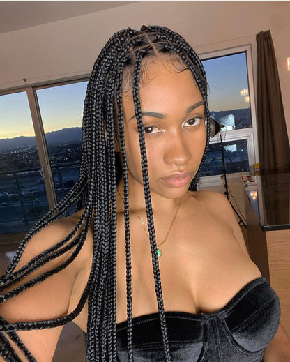 Shade Knotless Braid Wig, Full Lace, Color 1, Glueless, Scalp-Looking (Erica)