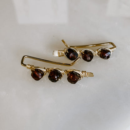 Garnet Ear Climbers