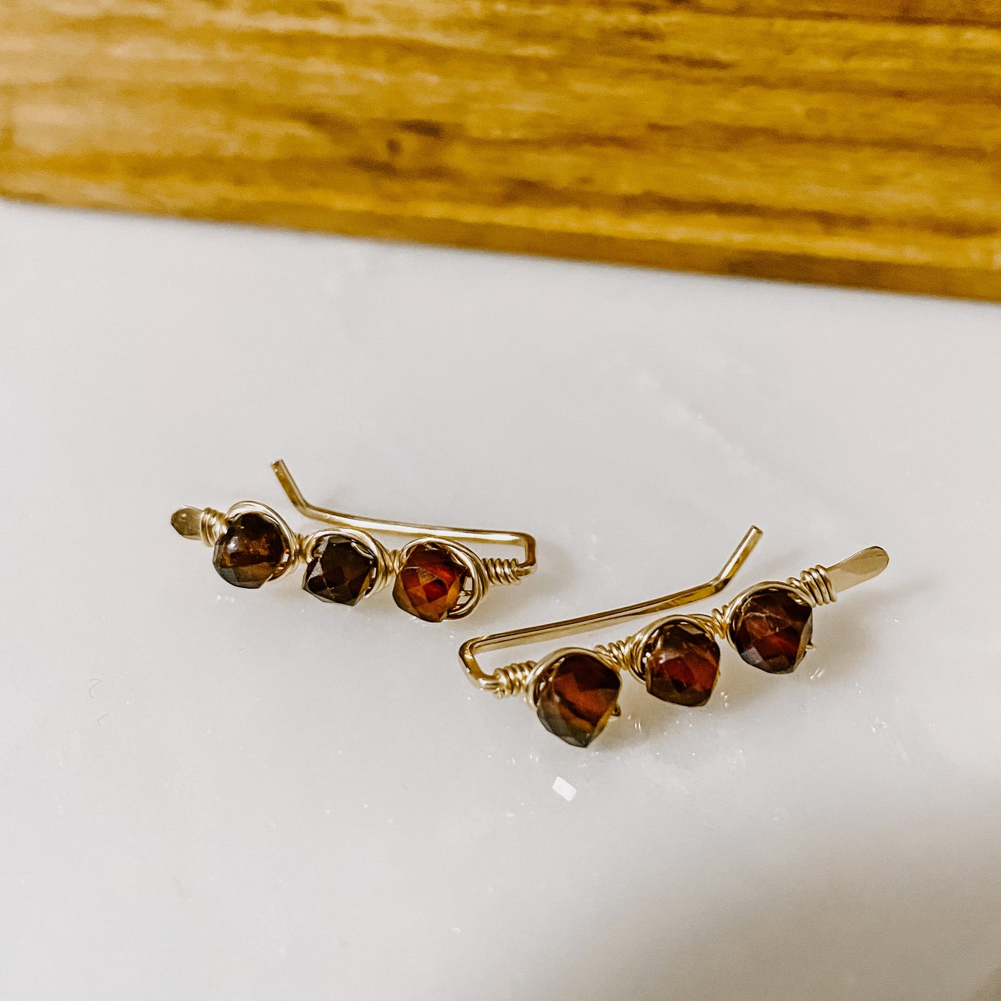 Garnet Ear Climbers