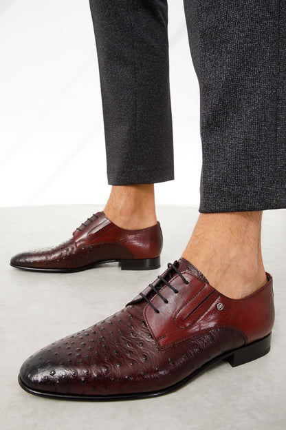 The Porto Alegre Burgundy Leather Derby Men Shoe