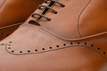 The Roma Tan Leather Wingtip Oxford Men Shoe
