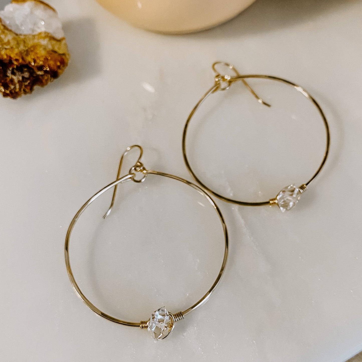 Herkimer Diamond Hoop Earrings