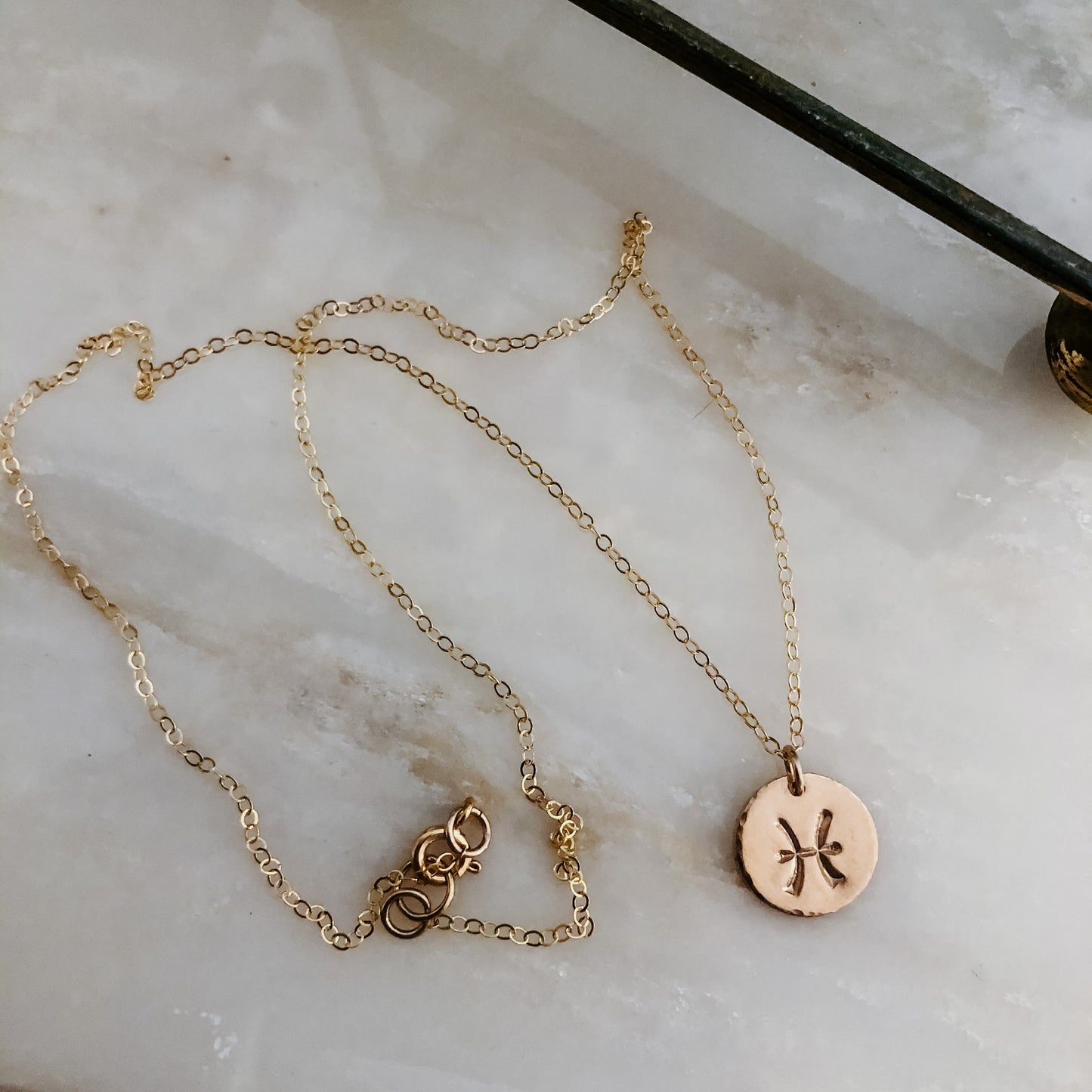 Astrology Hand Stamped Coin Necklace