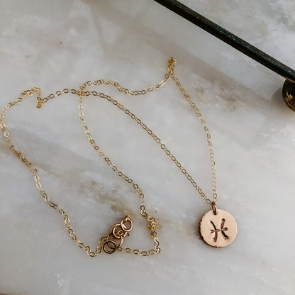 Astrology Hand Stamped Coin Necklace