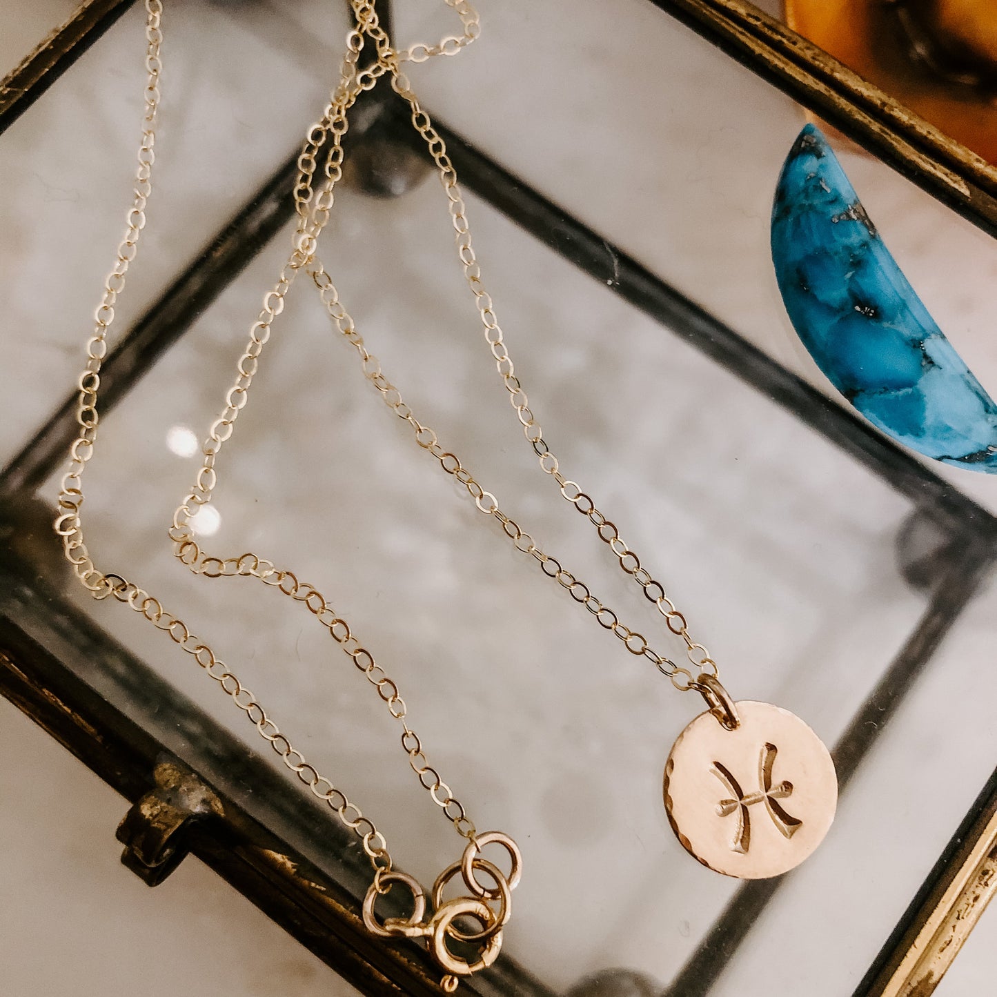 Astrology Hand Stamped Coin Necklace