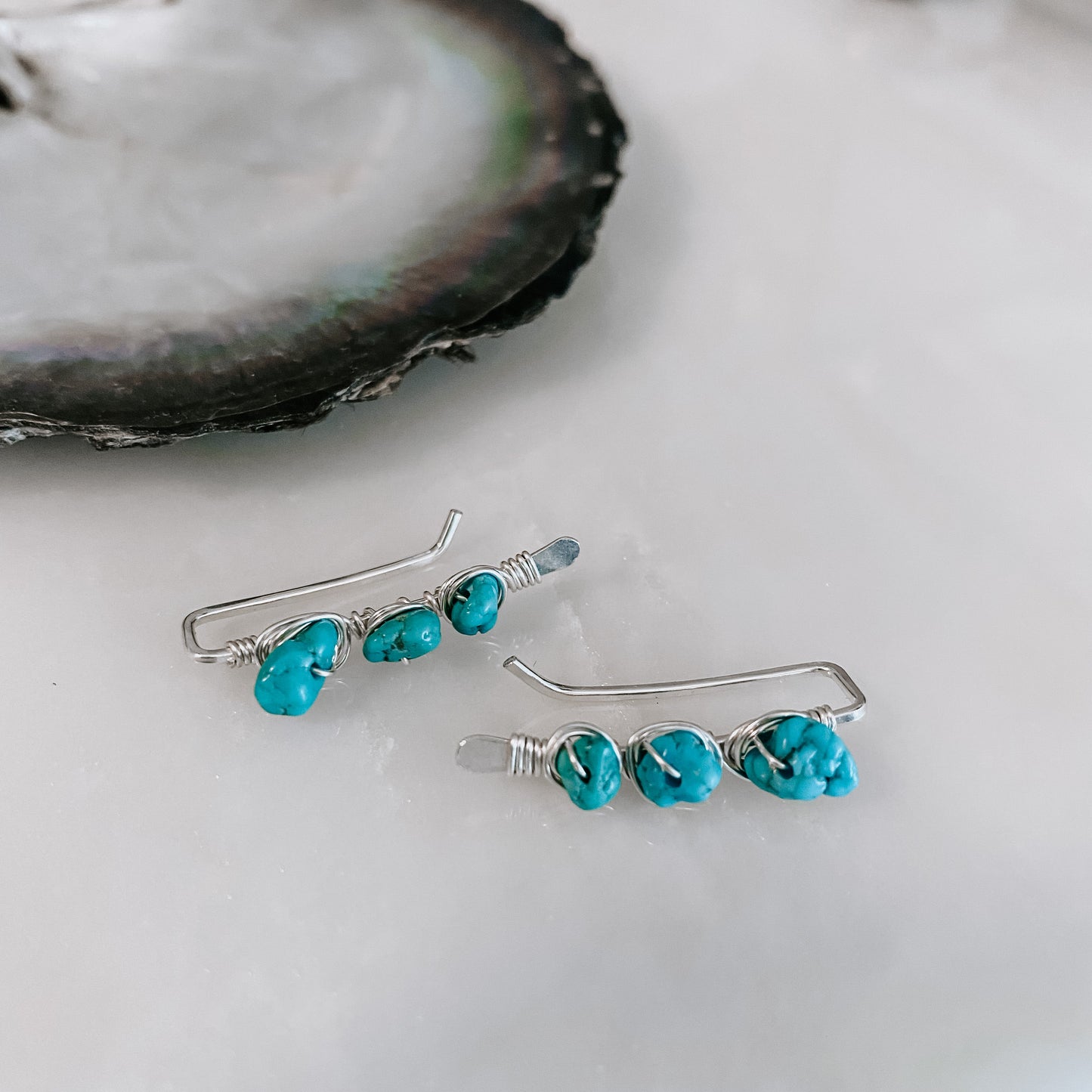 Kingman Turquoise Ear Climbers
