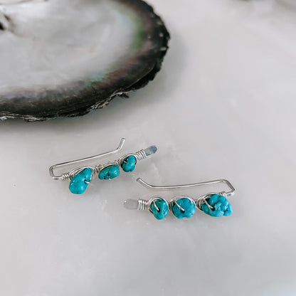 Kingman Turquoise Ear Climbers