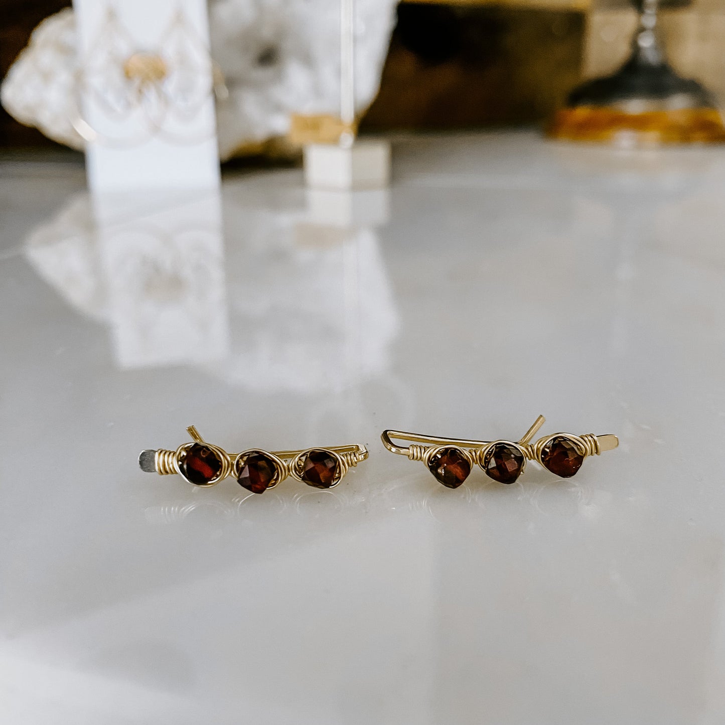 Garnet Ear Climbers